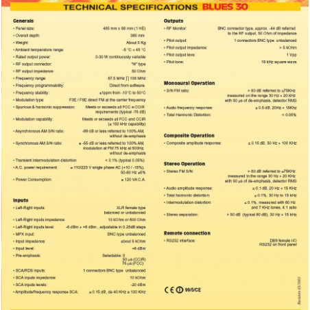 RVR Blues 30 NV 30W - Transmisor FM - Estéreo